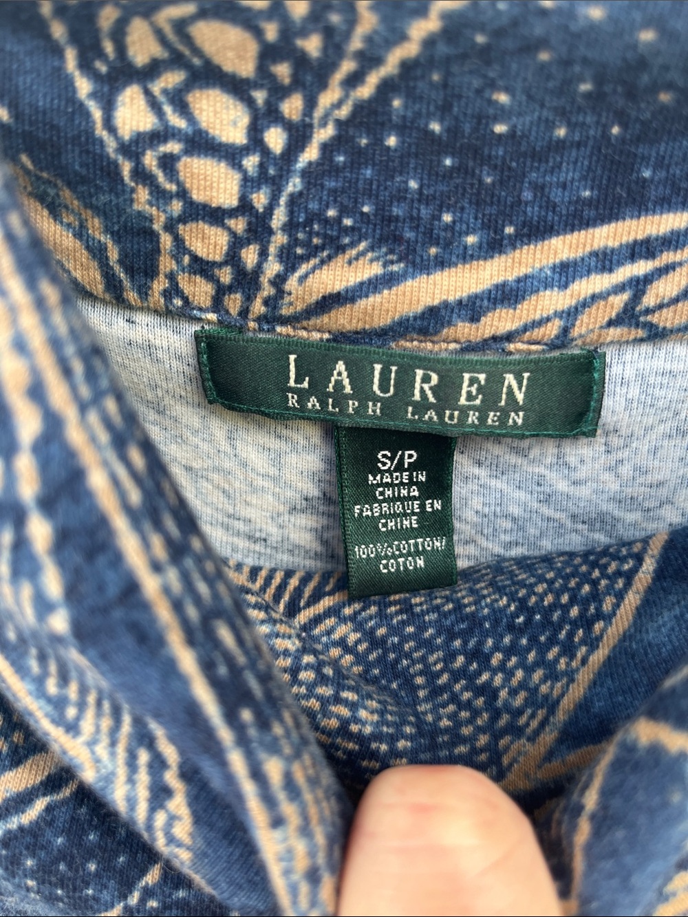 Ralph Lauren Navy Floral Batik Print Cowl Neck Dress size small - Picture 2 of 3